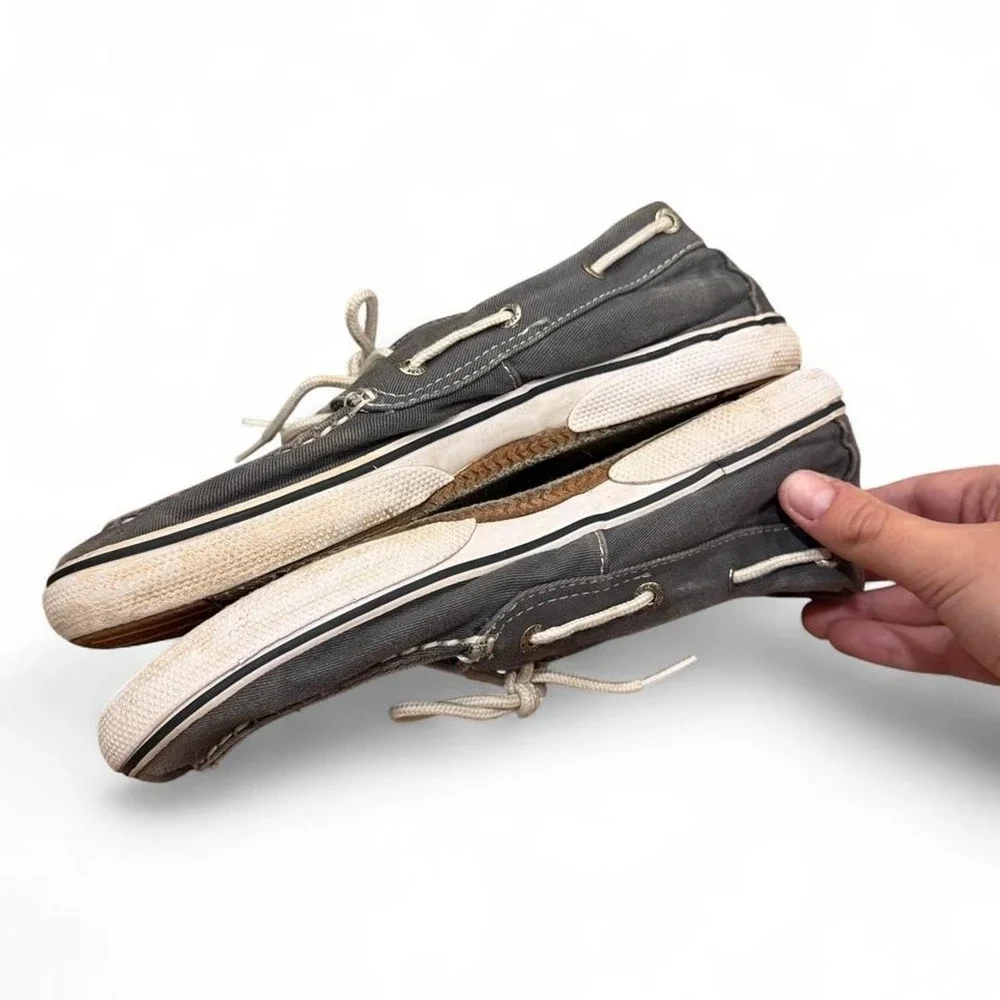 Sperry Top-Sider Halyard Gray Canvas Boat Shoes Youth 4.5 Women 6.5
